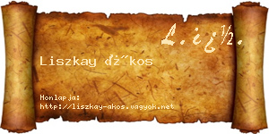 Liszkay Ákos névjegykártya